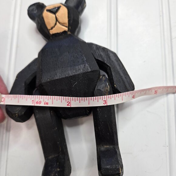 Carved Wood Teddy Black Bear 6” Legs and Arms Move Cabin Woods Poseable Sitting - Picture 9 of 10